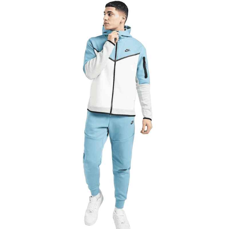 Conjunto Nike Tech Fleece - Azul e Branco