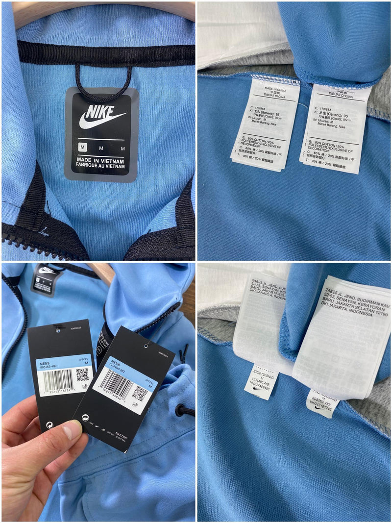 Conjunto Nike Tech Fleece - Azul e Branco