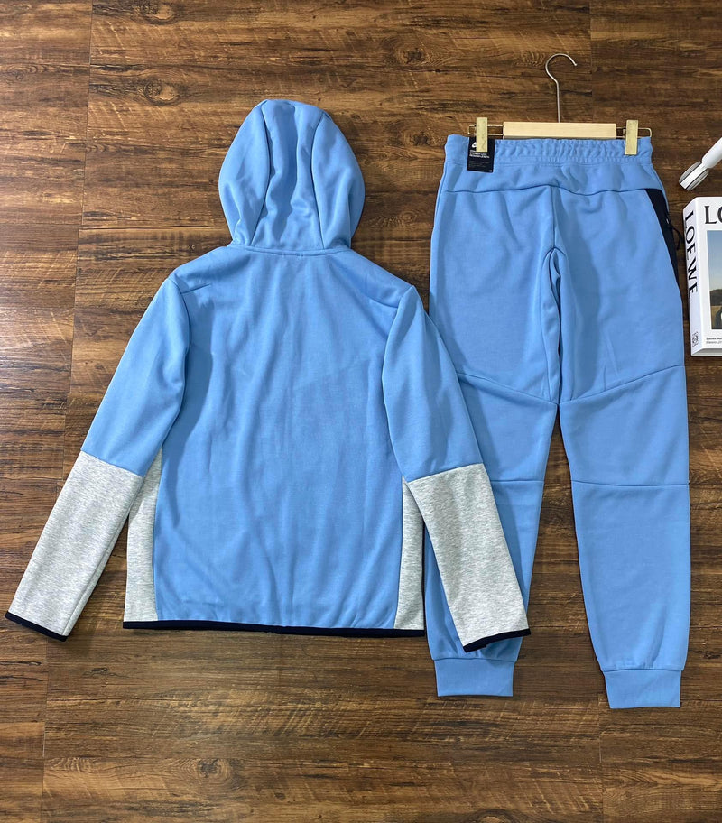 Conjunto Nike Tech Fleece - Azul e Branco